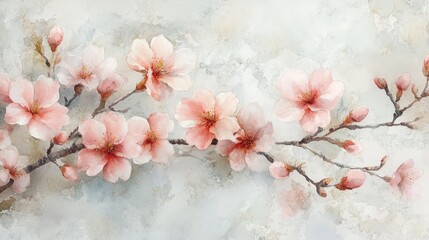 A delicate watercolor illustration of cherry blossoms on a soft background.