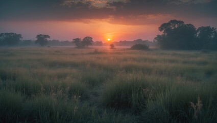 Obraz premium dawn in the savanna grassland