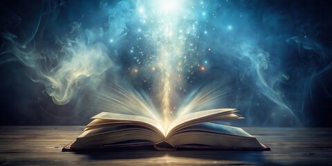 Mystical tome radiating ethereal light on somber backdrop, paranormal, enchanted,  paranormal, enchanted, mystic, glowing