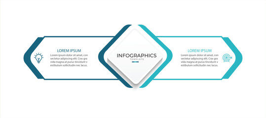 Vector infographic thin line design with marketing icons. Business concept with 2 options