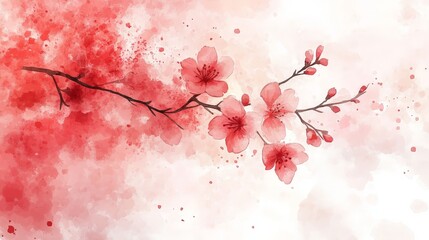 A delicate watercolor illustration of cherry blossoms on a soft, abstract background.