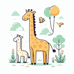 giraffe animal vector illustration
