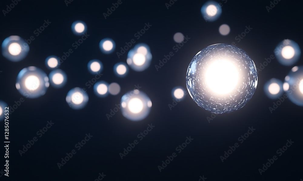 Leinwandbilder glowing orbs in a dark space create a mystical and ethereal atmosphere.