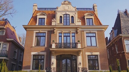 Fototapeta premium Magnificent Dutch Mansion: Architectural Gem in Amsterdam