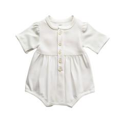 White Baby Romper with Buttons and Collar Isolated on Transparent Background