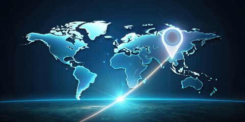 Mapped World with Glowing Pointer , guiding light, ,  guiding light