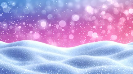 Beautiful winter landscape of fresh snow and falling snowflakes together