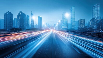 Fototapeta premium Night Cityscape: Highway Lights