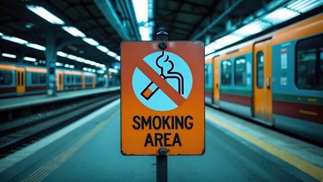 Train Station Smoking Designation - August 16, 2021. Captured with a Realme 7i smartphone camera in Jakarta, Indonesia.