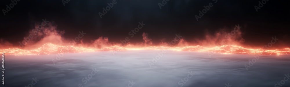 Aufkleber a glowing line of fire contrasts with a misty background, creating a dramatic visual effect.