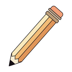 Minimalist Cartoon Pencil Icon in Brown and Beige Tones