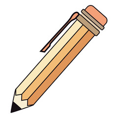 Minimalist Cartoon Pencil Icon with Eraser and Pocket Clip