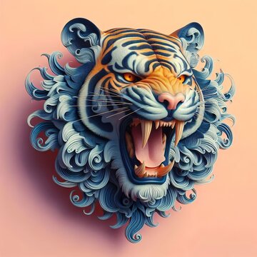tiger head art sculpture