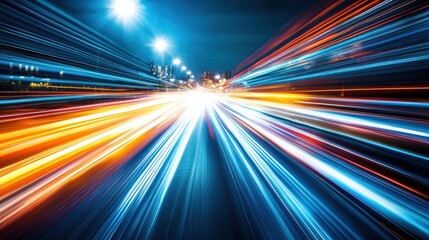 Fototapeta premium Night City Lightspeed: A Dynamic Long Exposure of Urban Velocity