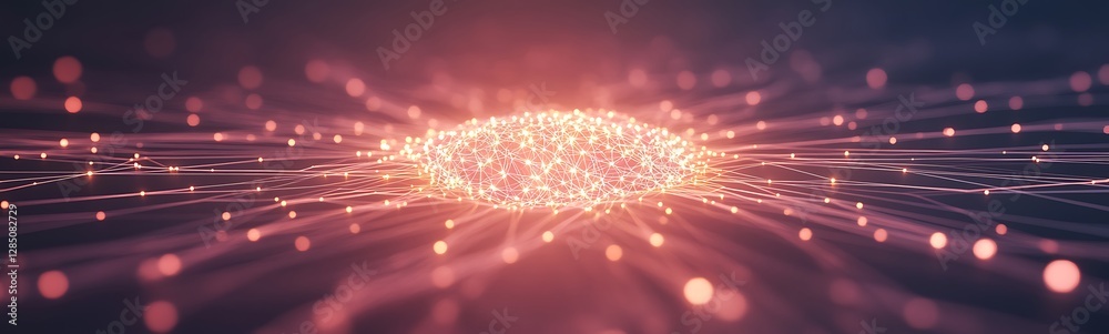 Leinwandbilder abstract glowing particles creating a dynamic, flowing wave effect.