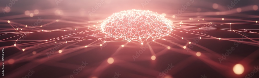 Poster Abstract visualization of interconnected glowing nodes and lines forming a dynamic network structure.