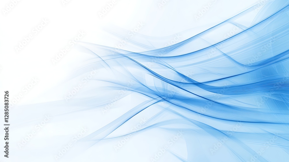 Leinwandbilder Soft blue waves flow across a light background, creating a serene and calming atmosphere.