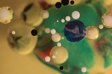 Liquid art with Ink, Paint, Mica Powder, Milk and Oils