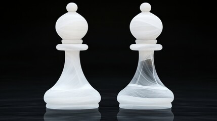 Elegant Marble Chess Pieces on Dark Background for Game Enthusiasts