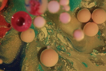 Liquid art with Ink, Paint, Mica Powder, Milk and Oils
