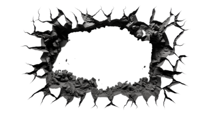 Hole in black brick wall