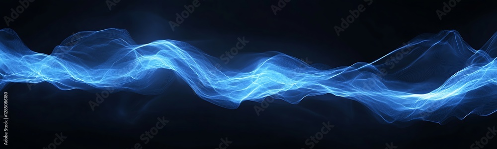 Aufkleber flowing blue light waves against a dark background create an ethereal, dynamic effect.