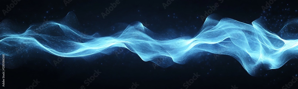 Leinwandbilder abstract blue light waves creating a flowing pattern against a dark background.