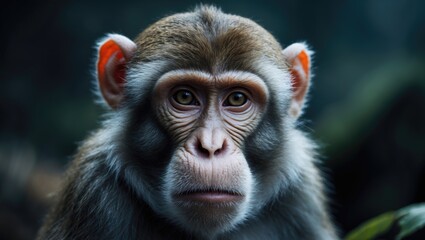 Obraz premium Monkey with a furry face. Close-up of a melancholy primate.