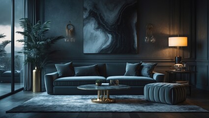 a cozy, modern living space featuring a fabric couch