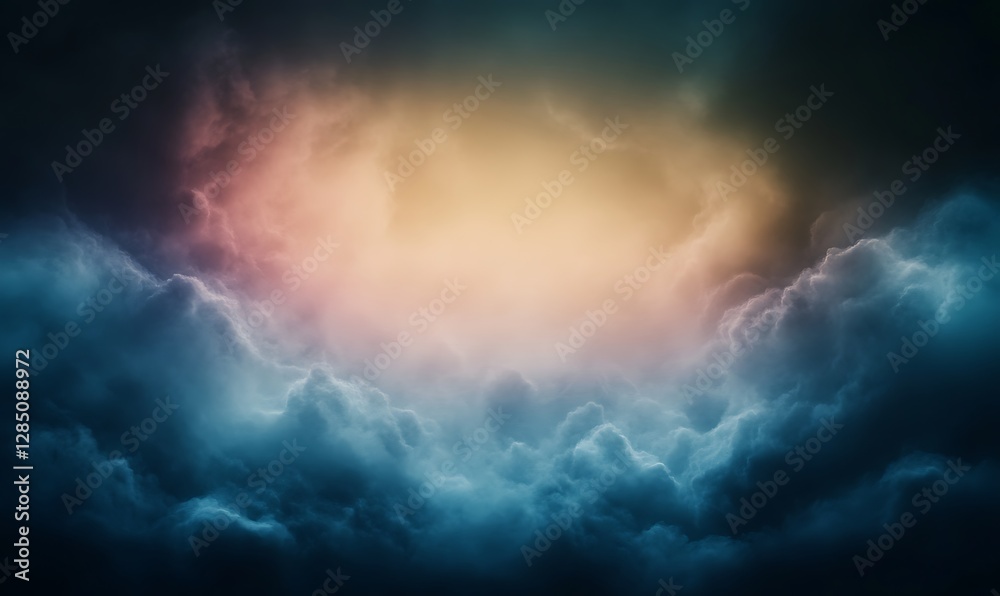 Aufkleber dramatic clouds illuminated by a soft, ethereal glow in the center.
