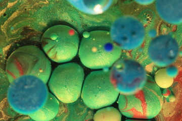 Liquid art with Ink, Paint, Mica Powder, Milk and Oils