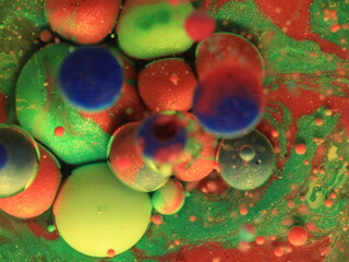 Liquid art with Ink, Paint, Mica Powder, Milk and Oils