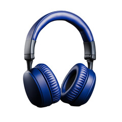 Blue Over-Ear Headphones with Modern Design on Transparent Background