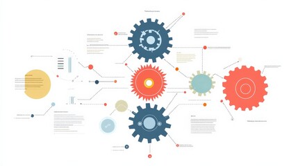 Colorful Gears and Abstract Elements Representing Engineering and Technology Concepts