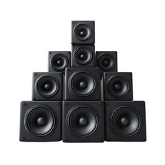 Fototapeta premium Black subwoofer on white background 