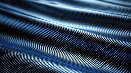 Naklejka premium Abstract Blue Carbon Fiber Texture: A Close-Up View of Wavy, Intertwined Fibers