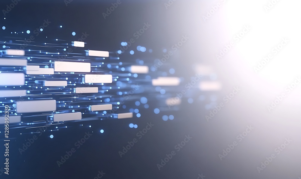 Leinwandbilder abstract digital background with moving light particles and rectangles, conveying speed and technolo