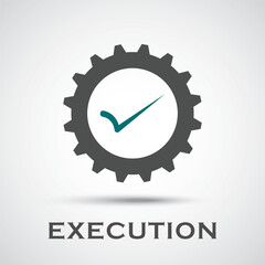 execution icon with Right symbol , technology icon vector illustration in black and color right
