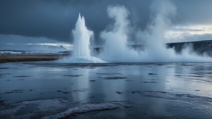 Increased water levels at the Strokkur geyser in Iceland's Golden Circle region.