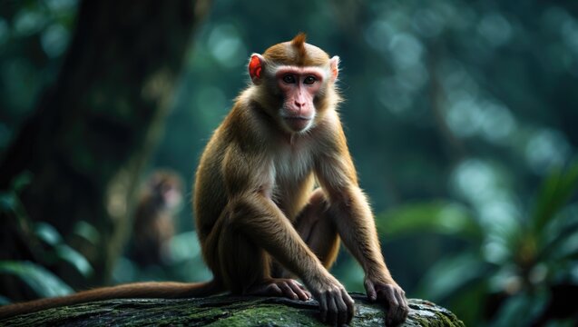 Macaque monkey resting in Bako National Park, Borneo, Malaysia