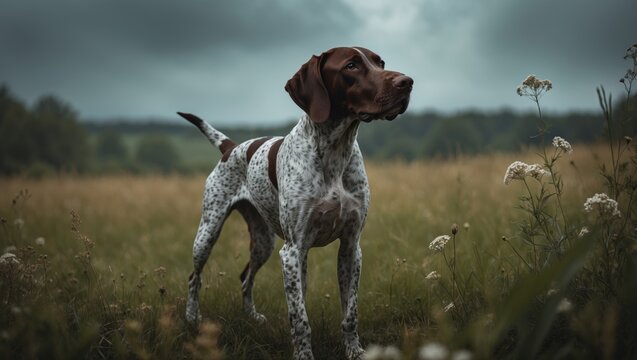 Pointer Dog in a Field