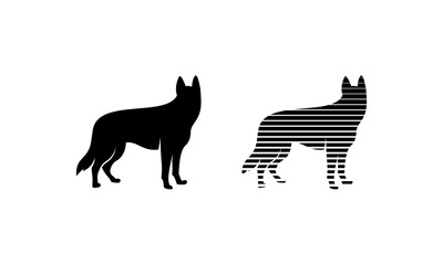 premium logo silhouette pet dog lines