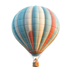 Fluffy 3D Cartoon Hot Air Balloon Isolated on Transparent Background