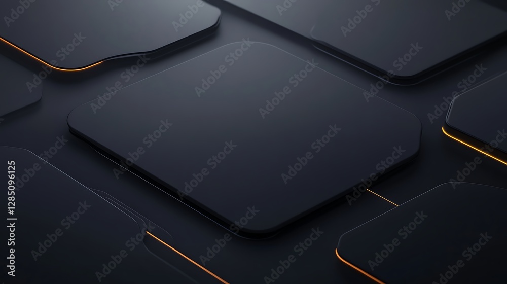 Leinwandbilder abstract dark surface with illuminated edges, creating a modern tech aesthetic.
