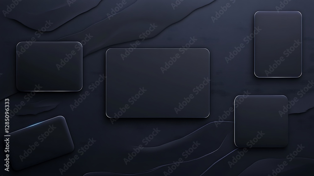 Aufkleber Dark textured background with various black rectangular shapes arranged artistically.