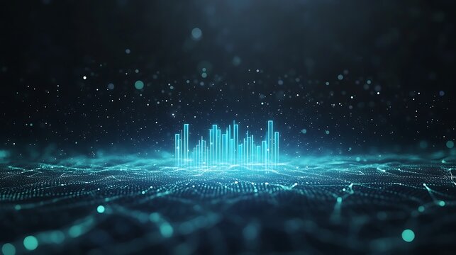 Abstract digital visualization of sound waves in vibrant blue tones.