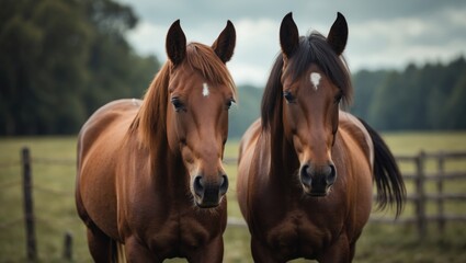 Obraz premium horses in a summer landscape