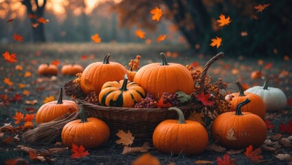 Fototapeta premium Autumn celebration featuring pumpkins
