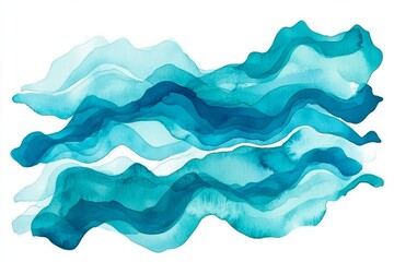 Obraz premium Abstract turquoise watercolor ocean waves evoke a sense of tranquility and movement ideal for backgrounds and artistic projects.