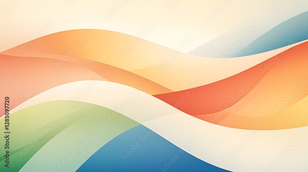 Aufkleber Colorful abstract waves blend harmoniously, creating a soothing visual effect.